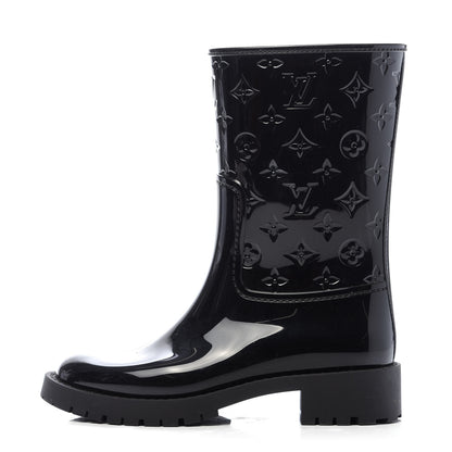 Louis Vuitton Rubber Embossed Monogram Drops Flat Half Boots 36 Black 1 of 7