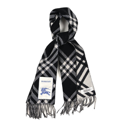 Burberry Cashmere Giant Check Fringe Scarf Black 1 of 5