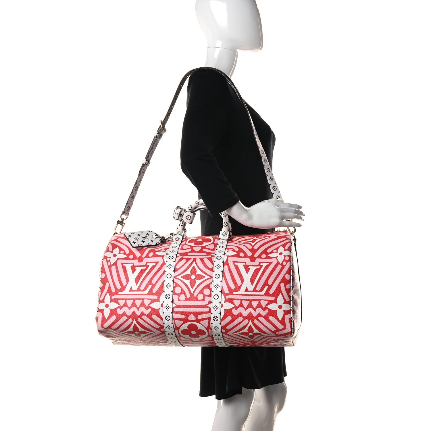 Louis Vuitton Monogram Giant Crafty Keepall Bandouliere 45 Rouge Rose Creme 2 of 14