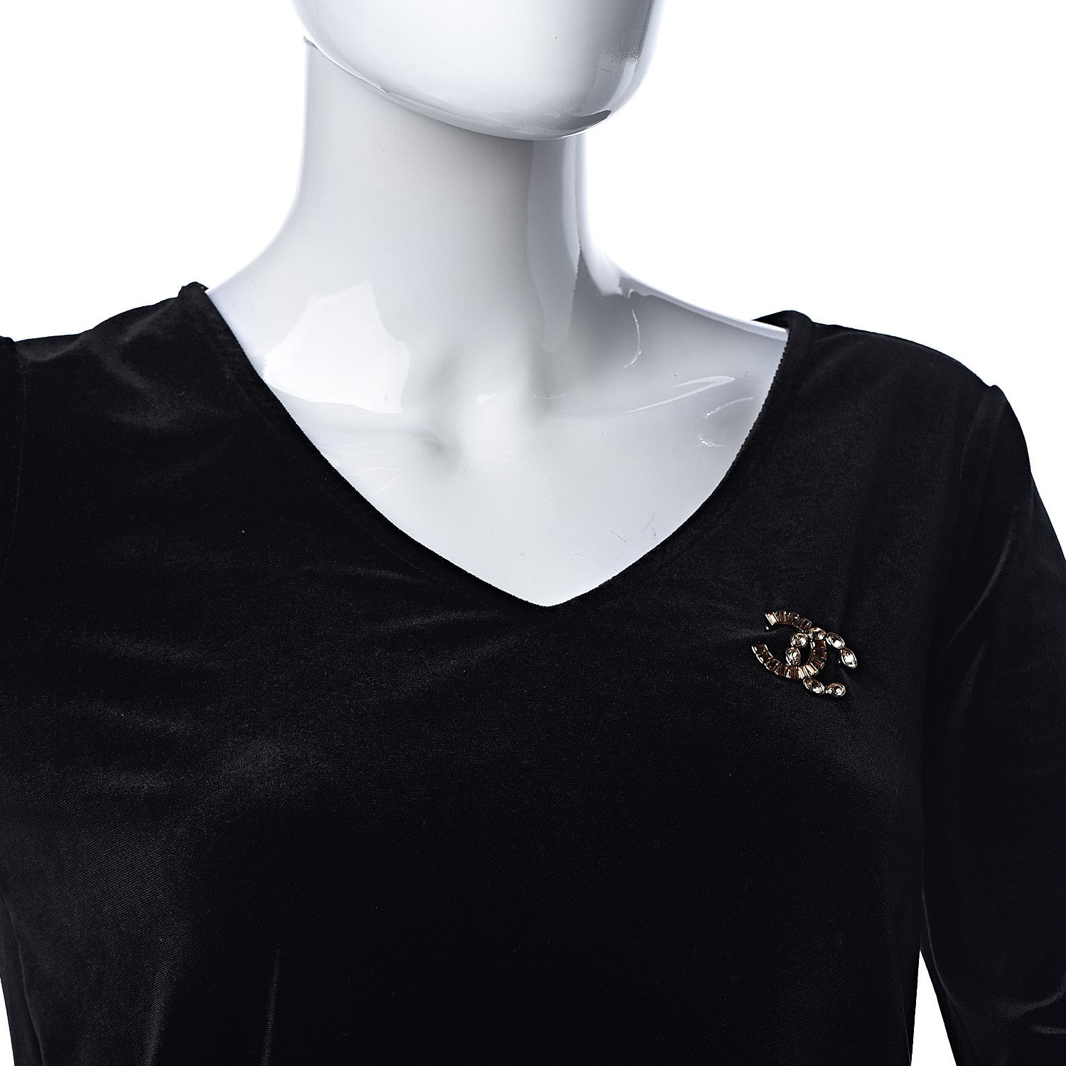 Chanel Baguette Crystal CC Brooch Gold Beige 2 of 4