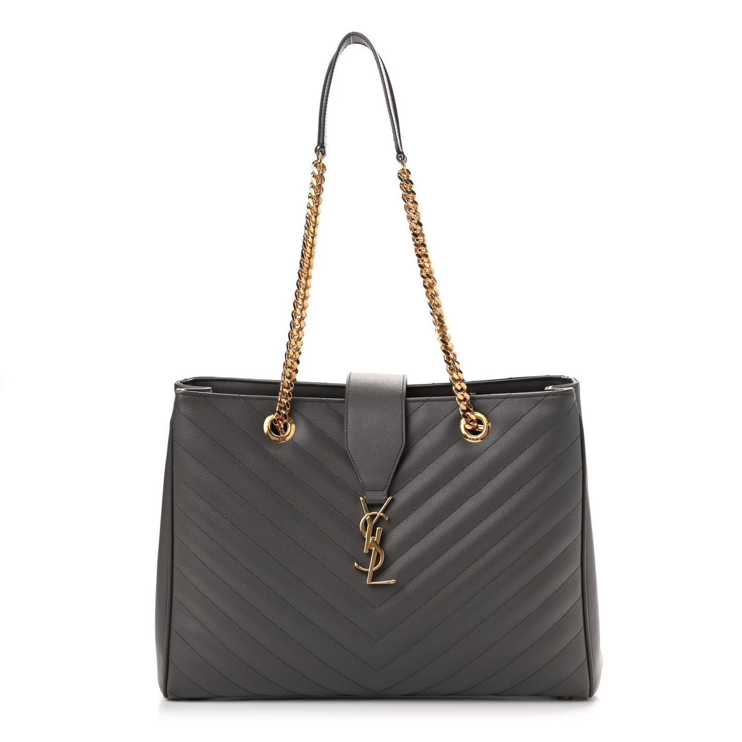 Grain De Poudre Matelasse Chevron Monogram Shopping Bag Fog