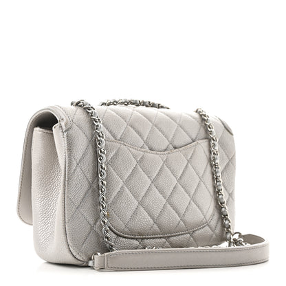 Chanel Metallic Caviar Quilted Small CC Filigree Flap Silver 3 of 12