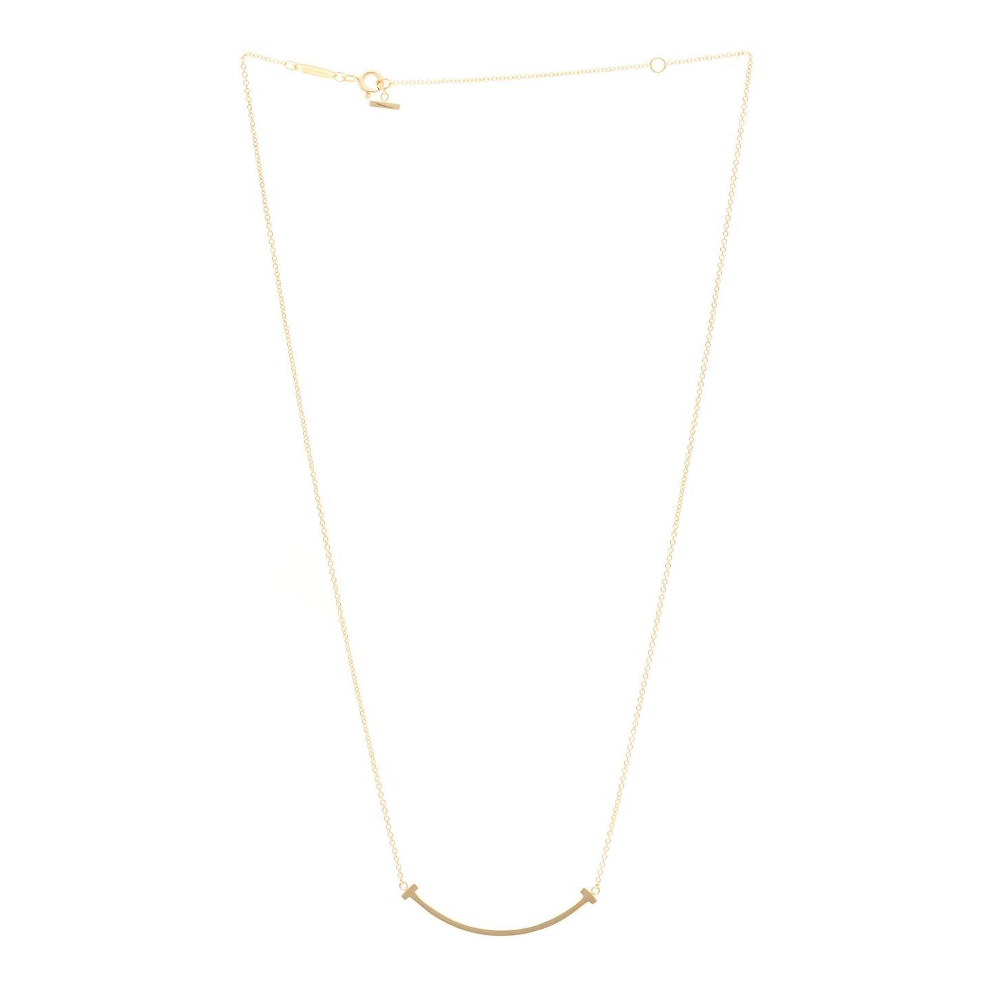 18K Yellow Gold Small T Smile Pendant Necklace