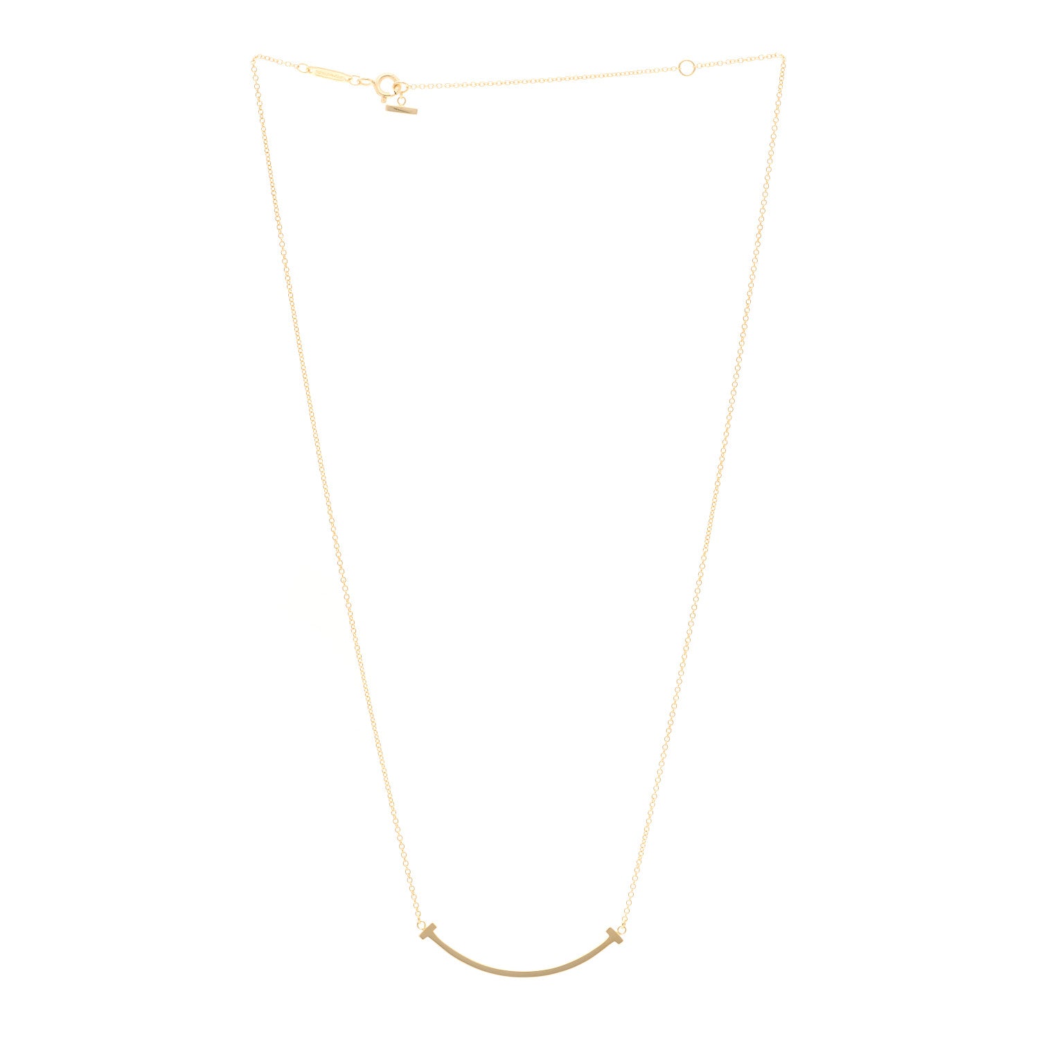 Tiffany 18K Yellow Gold Small T Smile Pendant Necklace 3 of 4