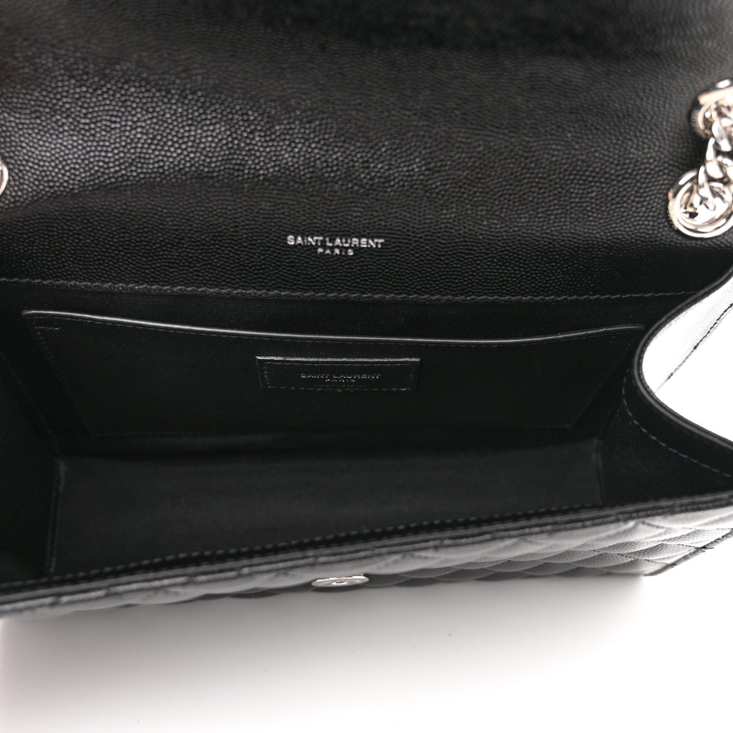 Grain De Poudre Textured Mixed Matelasse Triquilt Medium Monogram Satchel Black