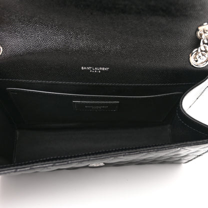 Saint Laurent Grain De Poudre Textured Mixed Matelasse Triquilt Medium Monogram Satchel Black 5 of 11