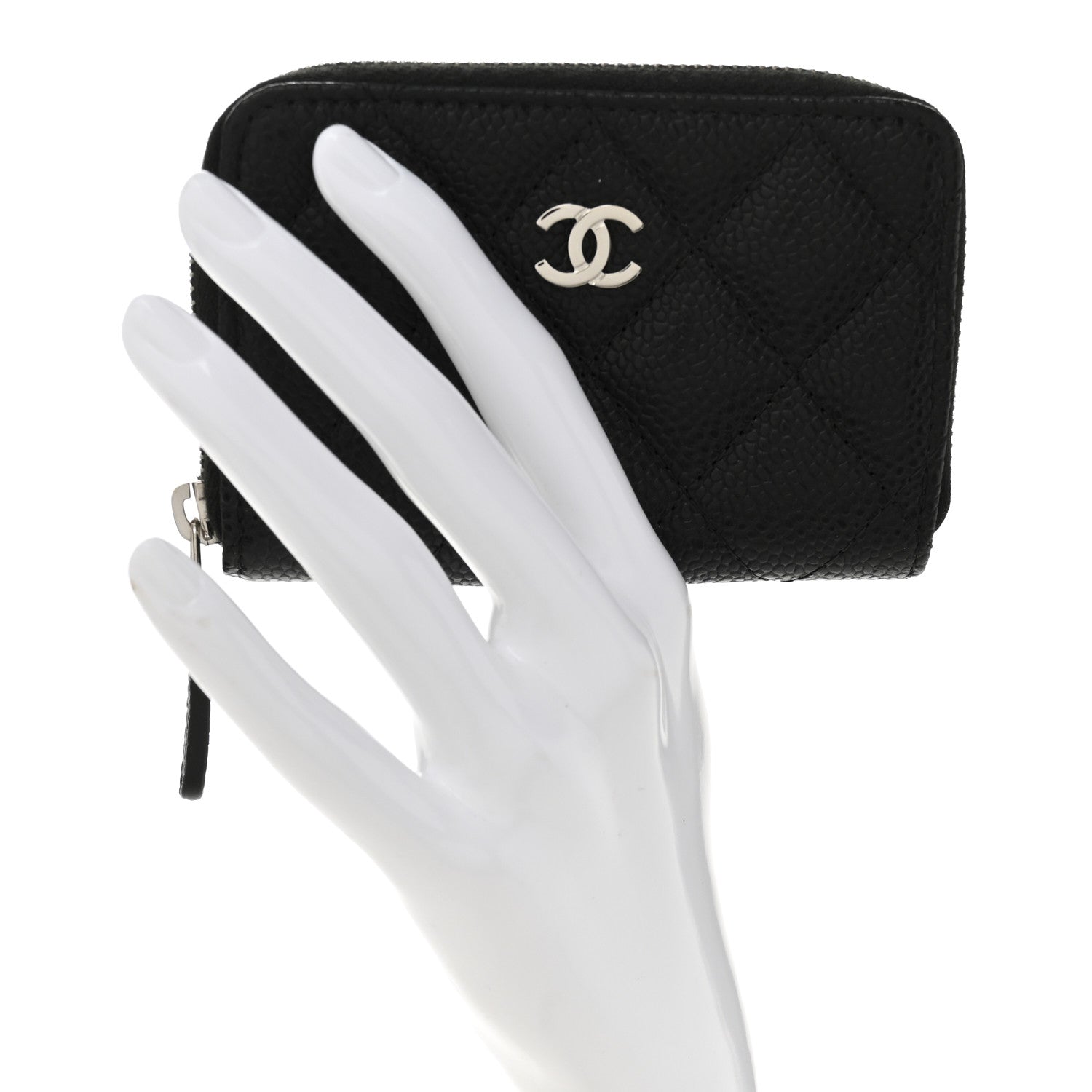 Chanel Caviar Quilted Zip Coin Purse Black 2 of 7