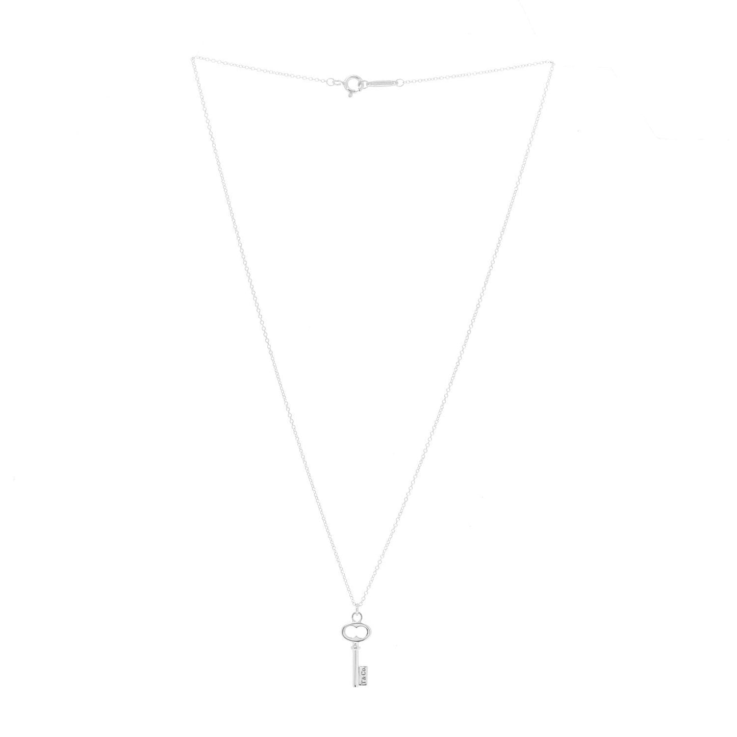 Sterling Silver Mini Oval Key Pendant Necklace