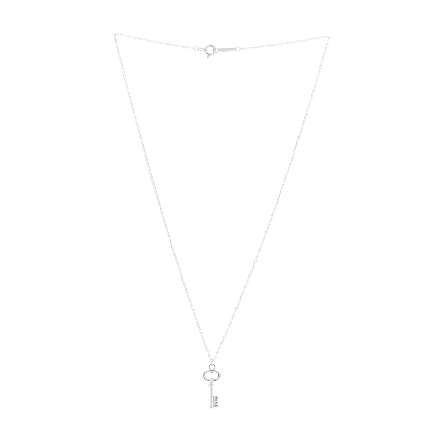 Tiffany Sterling Silver Mini Oval Key Pendant Necklace 3 of 6