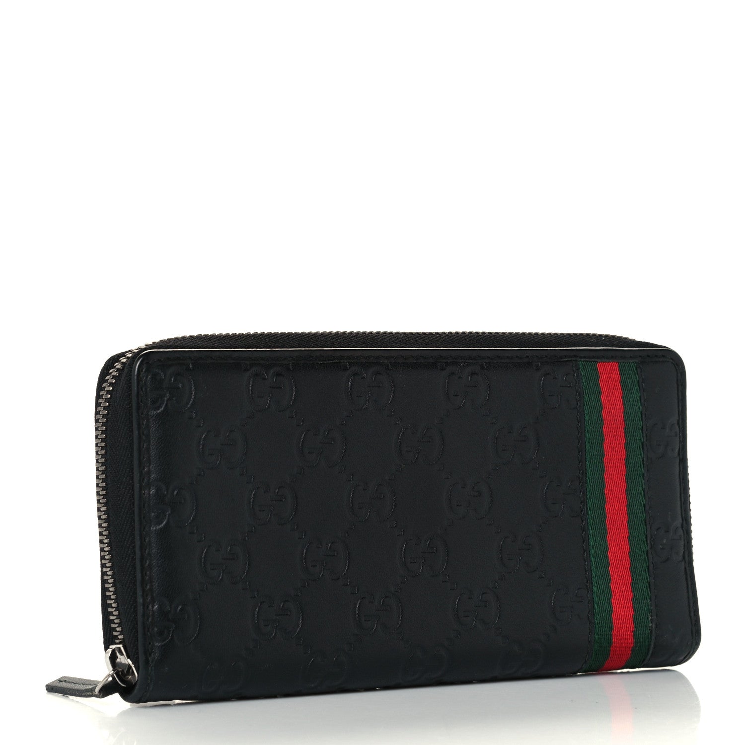 Gucci Guccissima Web Zip Around Wallet Black 3 of 9
