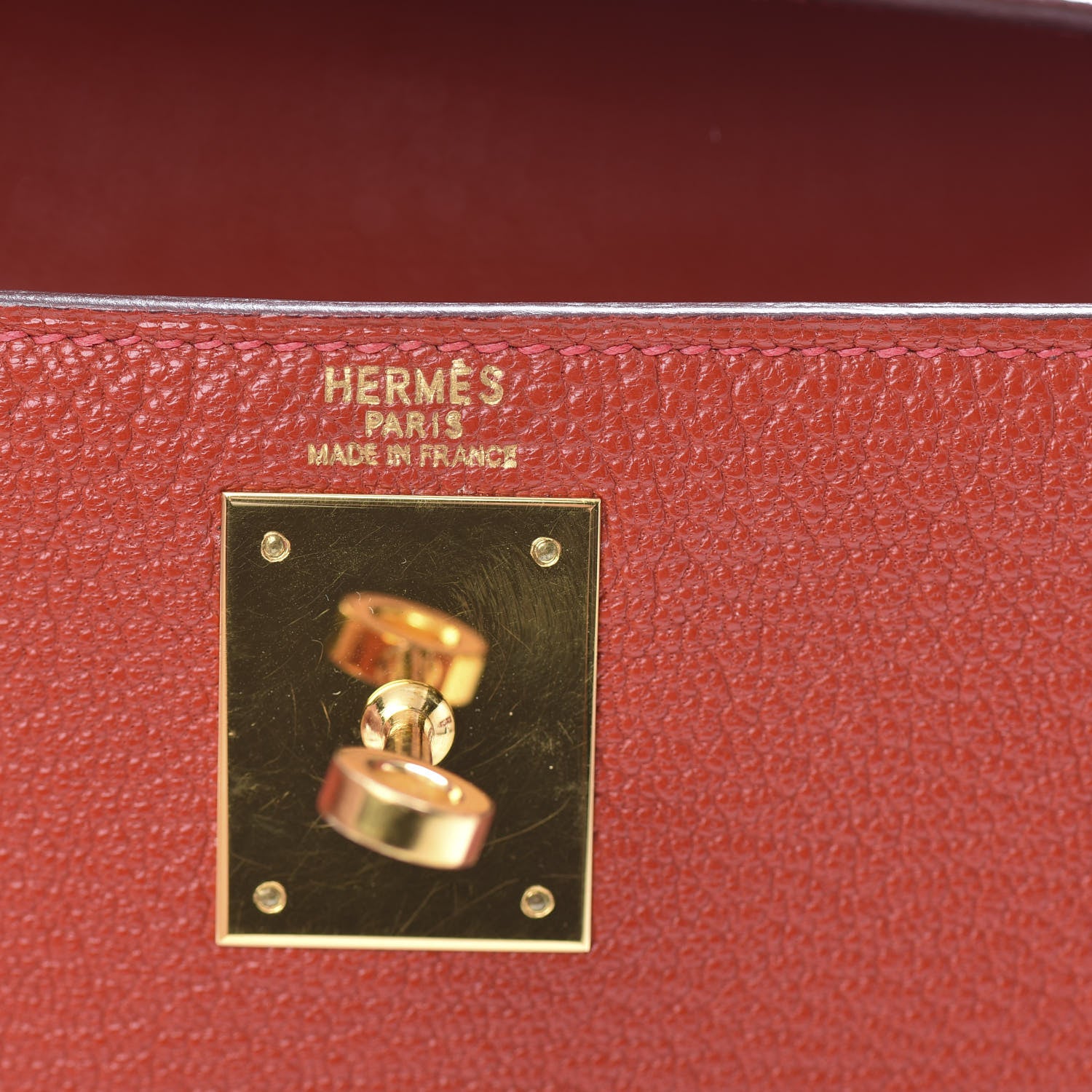 Hermes Chevre Mysore Kelly Sellier 28 Vermillion 21 of 37