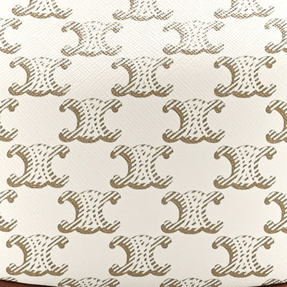 Celine Canvas Calfskin Ava Rope Triomphe Shoulder Bag White 9 of 12