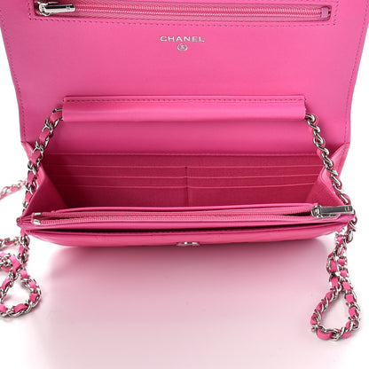 Chanel Lambskin Quilted Wallet On Chain WOC Pink 5 of 11