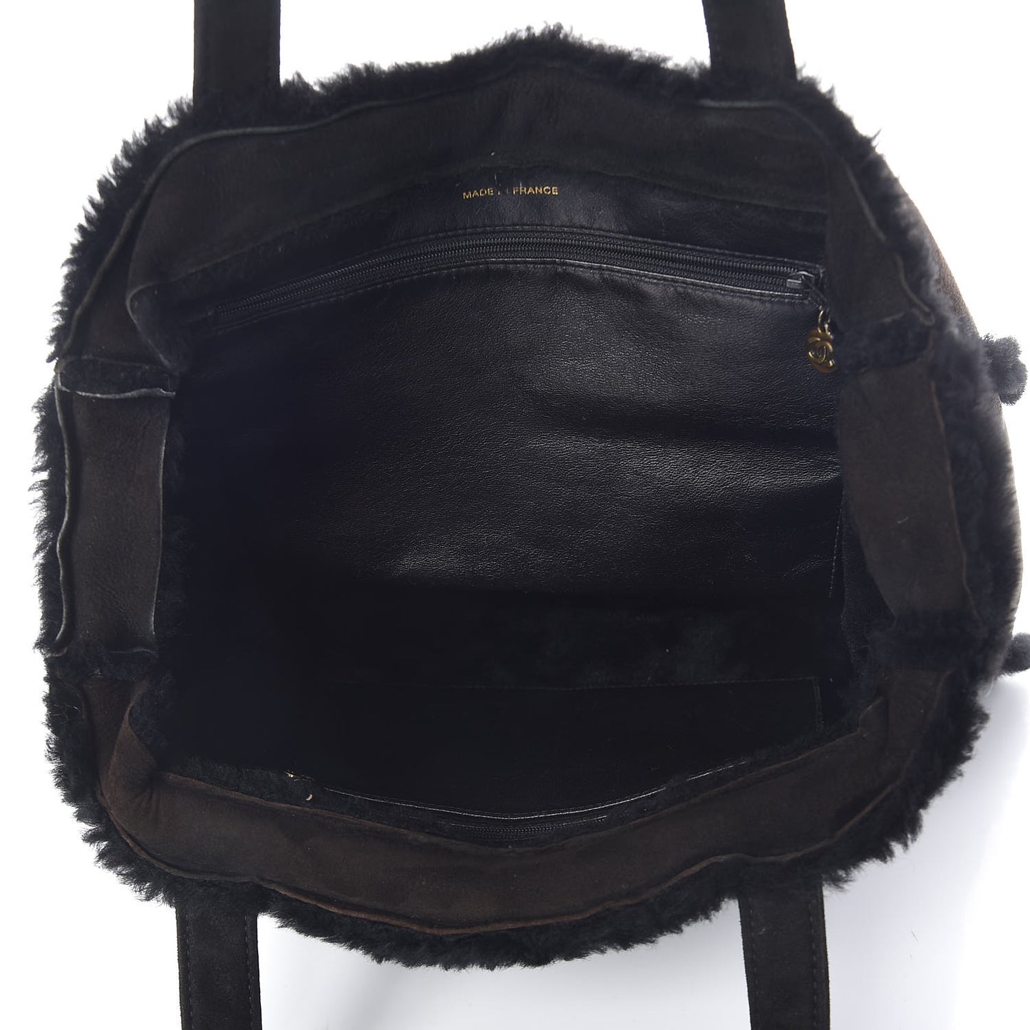 Suede Shearling Tote Black