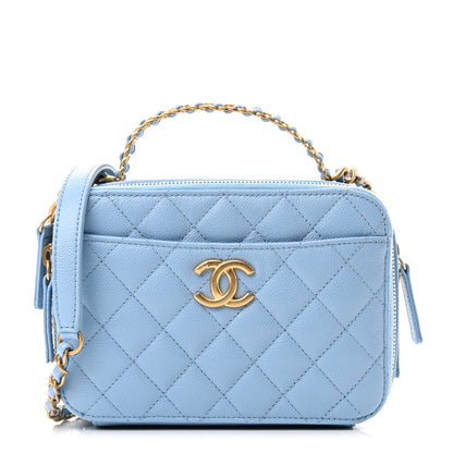 Chanel Caviar Quilted Small Pick Me Up Vanity Case Light Blue 1 of 12