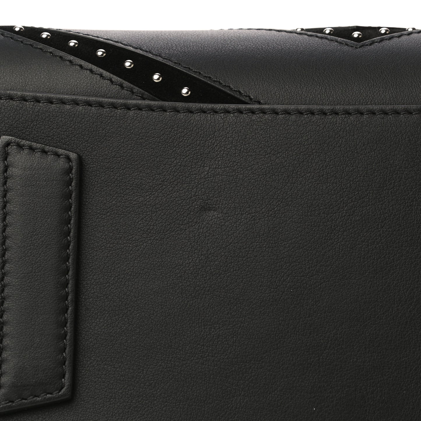 Calfskin Suede Small Studded Chevron Antigona Black