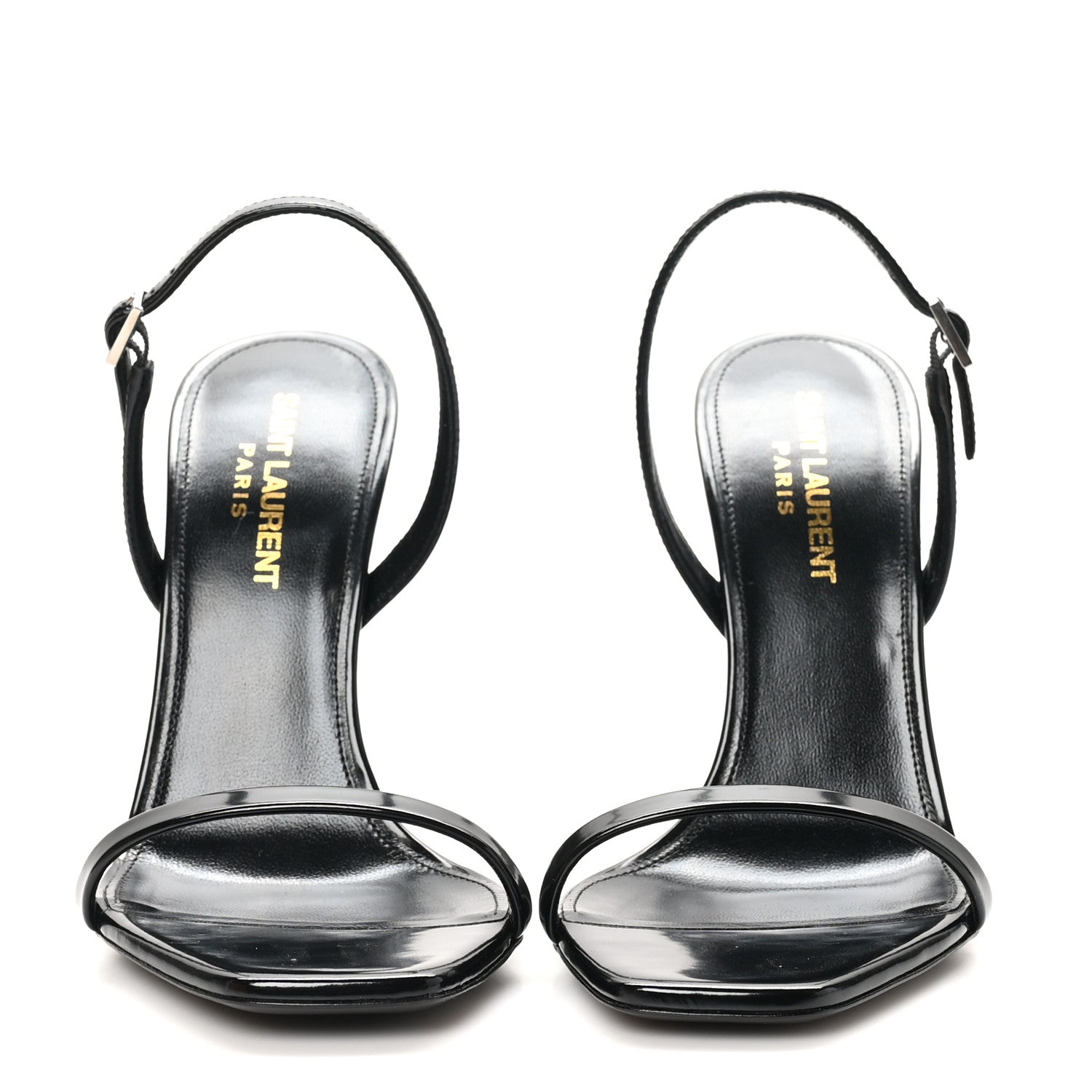 Saint Laurent Patent Calfskin Opyum 110 Sandals 37 Black 3 of 9