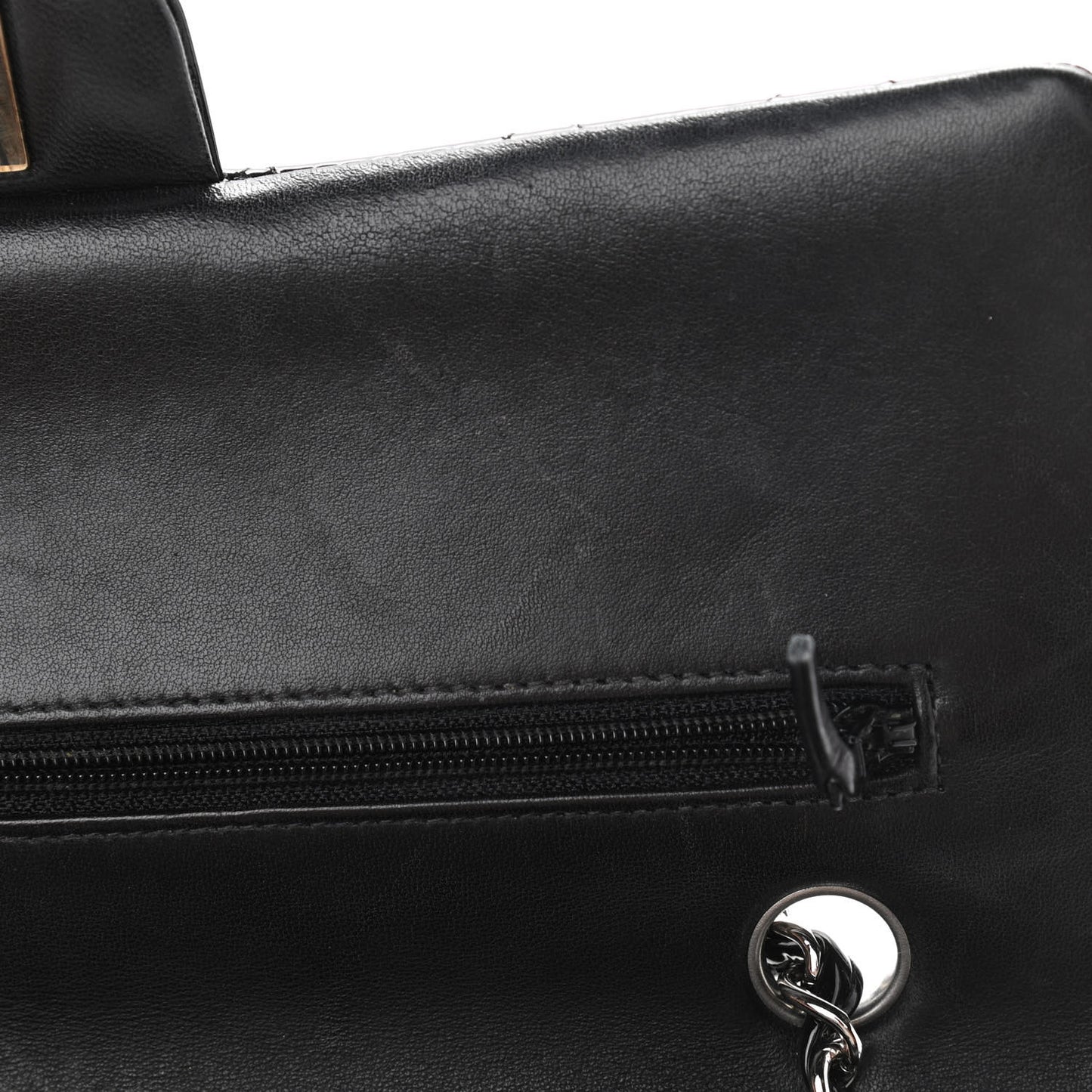 Patent Quilted Medium Double Flap Black