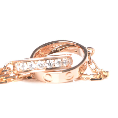 Cartier 18K Pink Gold Diamond Interlocking LOVE Necklace 7 of 8