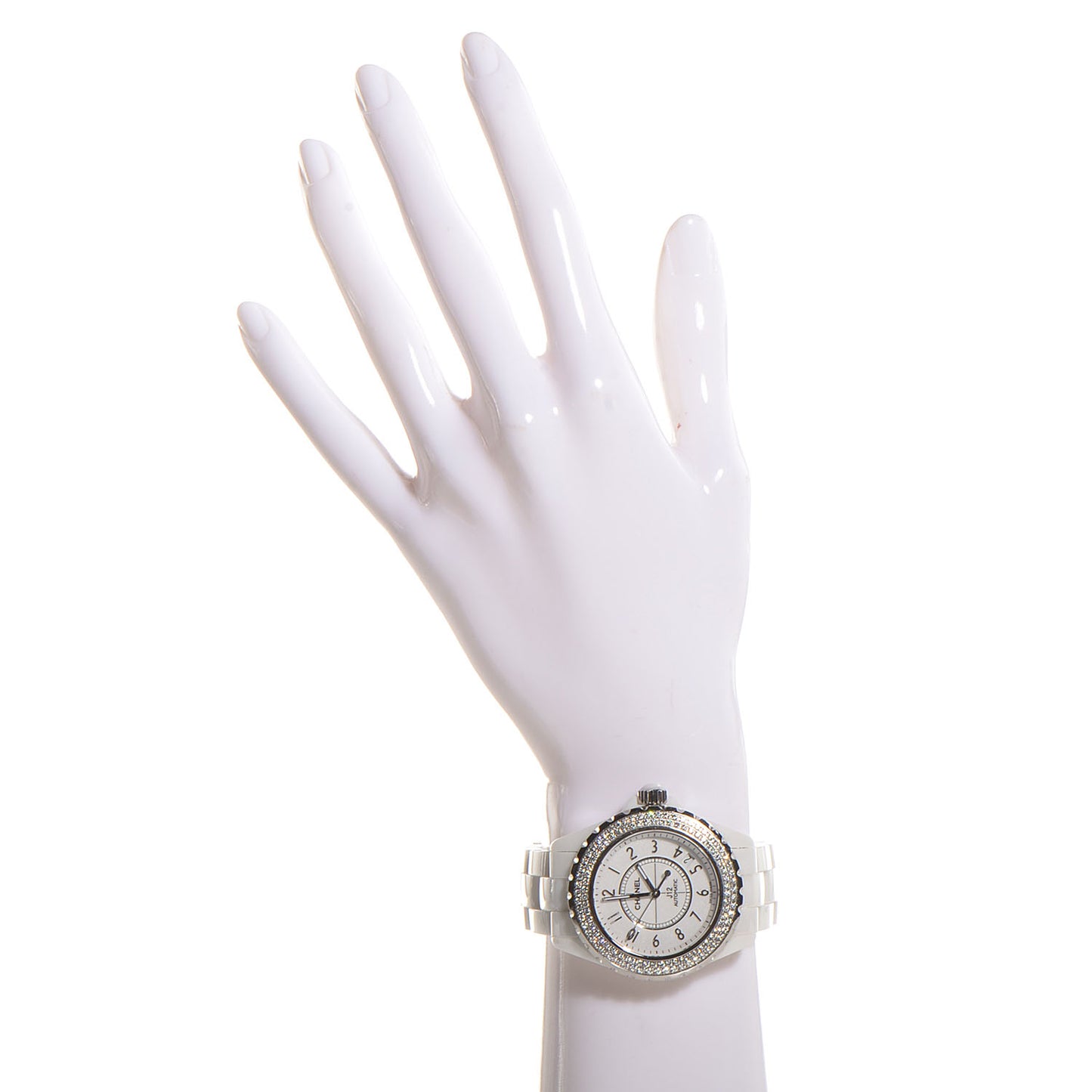 Stainless Steel Ceramic Diamond Pave Bezel 42mm J12 Automatic Watch White