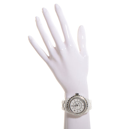 Chanel Stainless Steel Ceramic Diamond Pave Bezel 42mm J12 Automatic Watch White 2 of 6