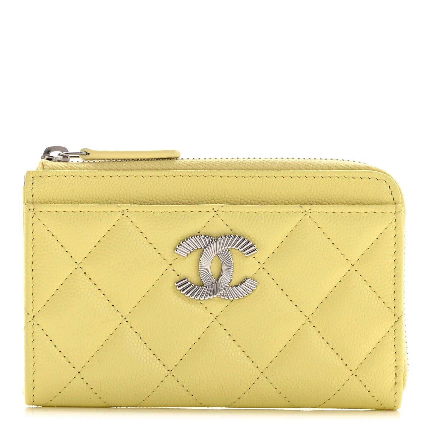 Caviar Quilted CC Zip Around Card Holder Yellow