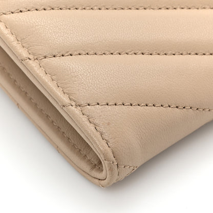 Saint Laurent Lambskin Y Quilted Monogram Large Loulou Flap Wallet Nude Powder 15 of 16
