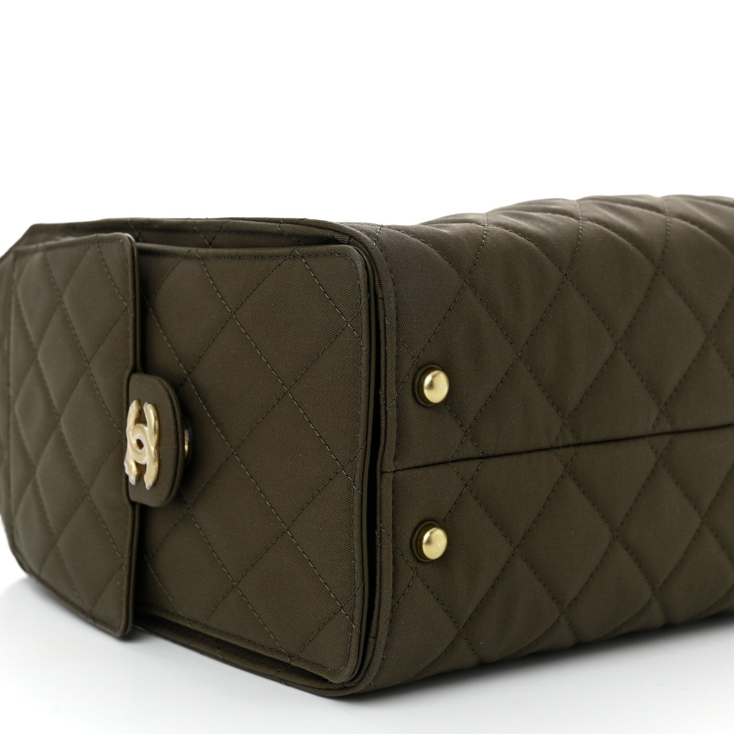 Chanel Canvas Quilted Small Chanel 25 Handbag Khaki 9 of 10