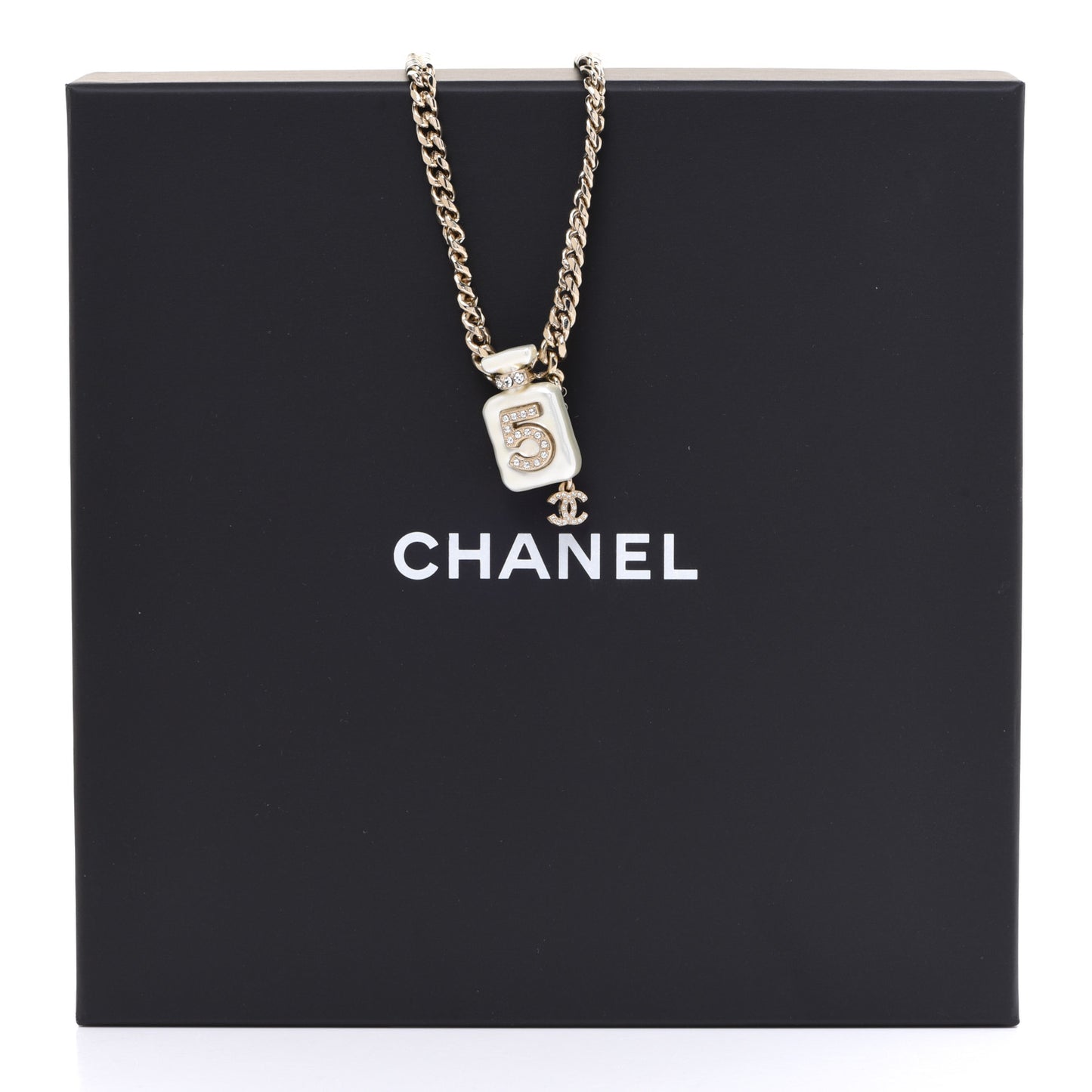 Resin Crystal CC No 5 Perfume Bottle Necklace