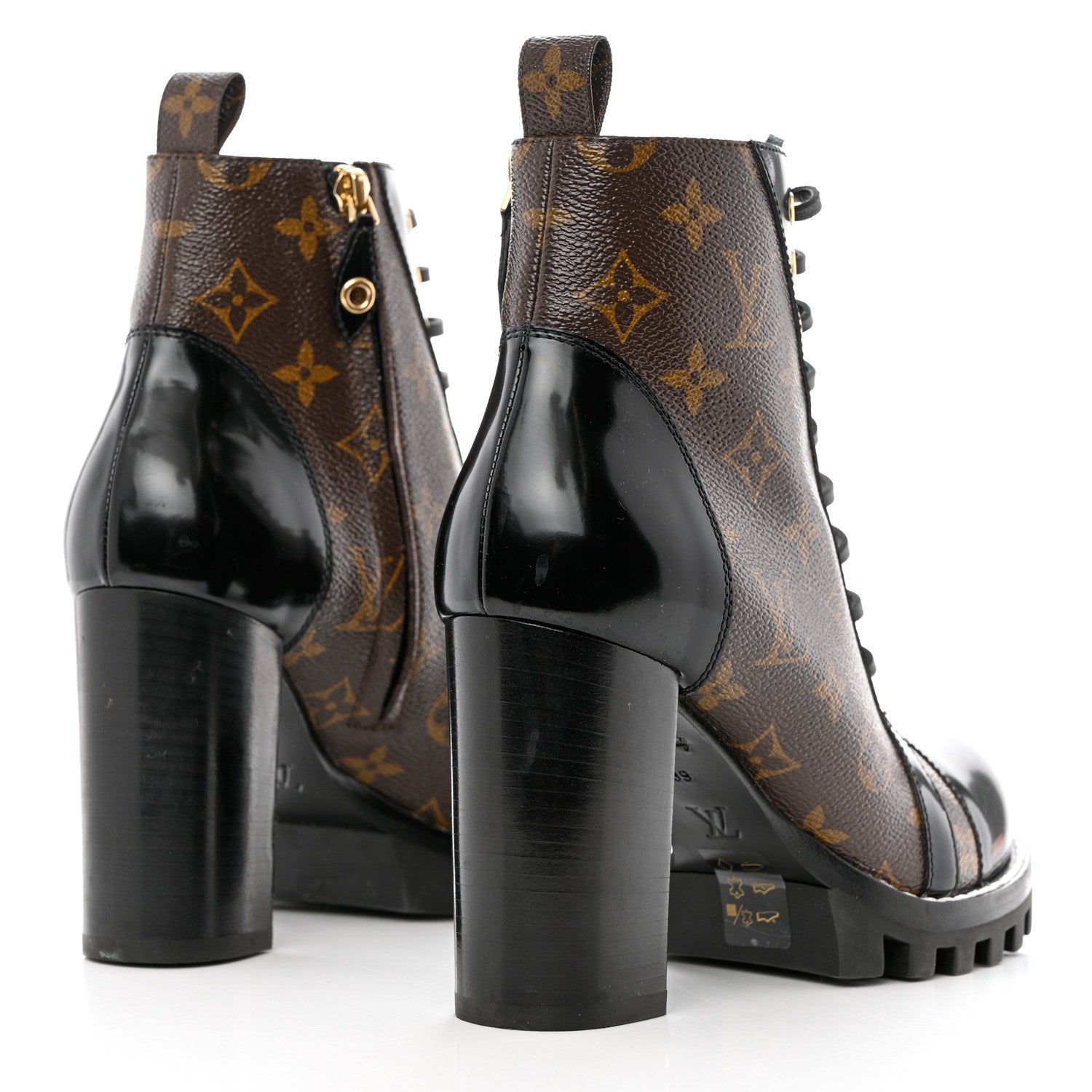 Louis Vuitton Patent Calfskin Monogram Star Trail Ankle Boots 38 Black 4 of 9