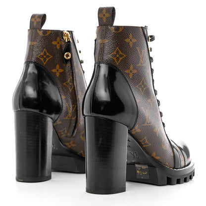 Louis Vuitton Patent Calfskin Monogram Star Trail Ankle Boots 38 Black 4 of 9