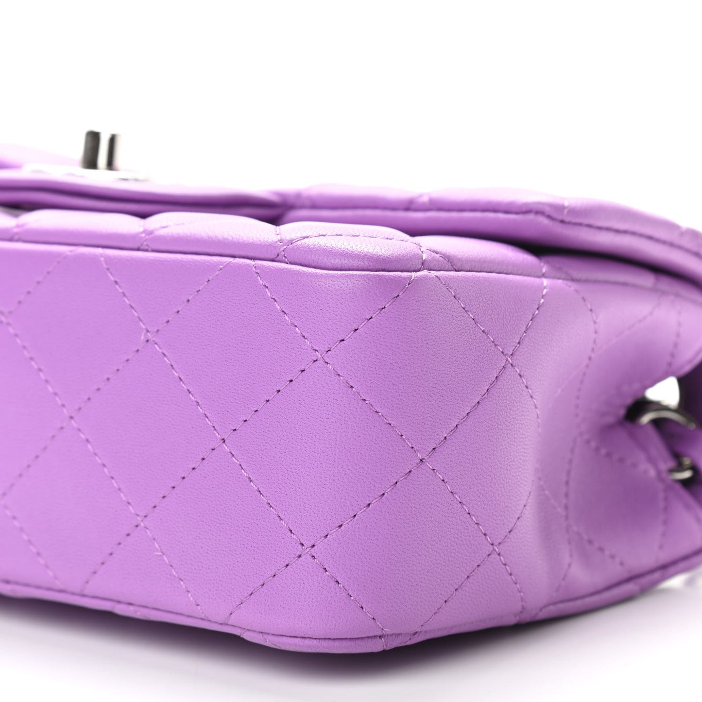 Lambskin Quilted Mini Rectangular Flap Purple