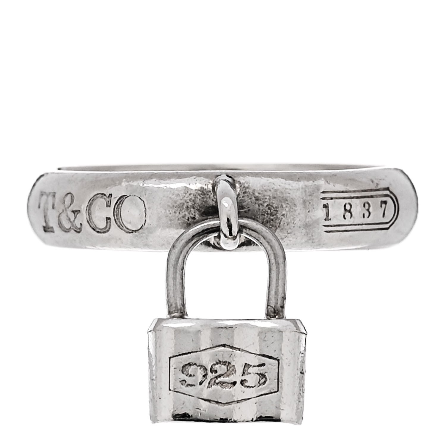 Tiffany Sterling Silver 1837 Lock Charm Ring 52 6 1 of 4