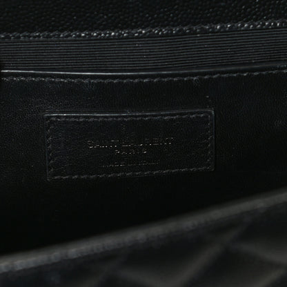 Saint Laurent Grain De Poudre Textured Mixed Matelasse Triquilt Medium Monogram Satchel Black 6 of 10
