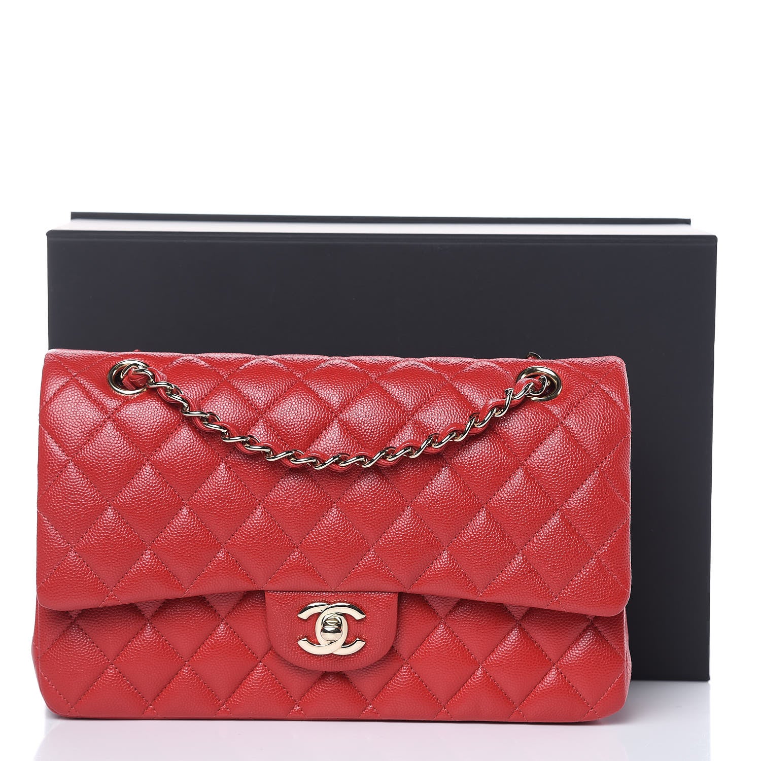 Chanel Caviar Quilted Medium Double Flap Red 12 of 13