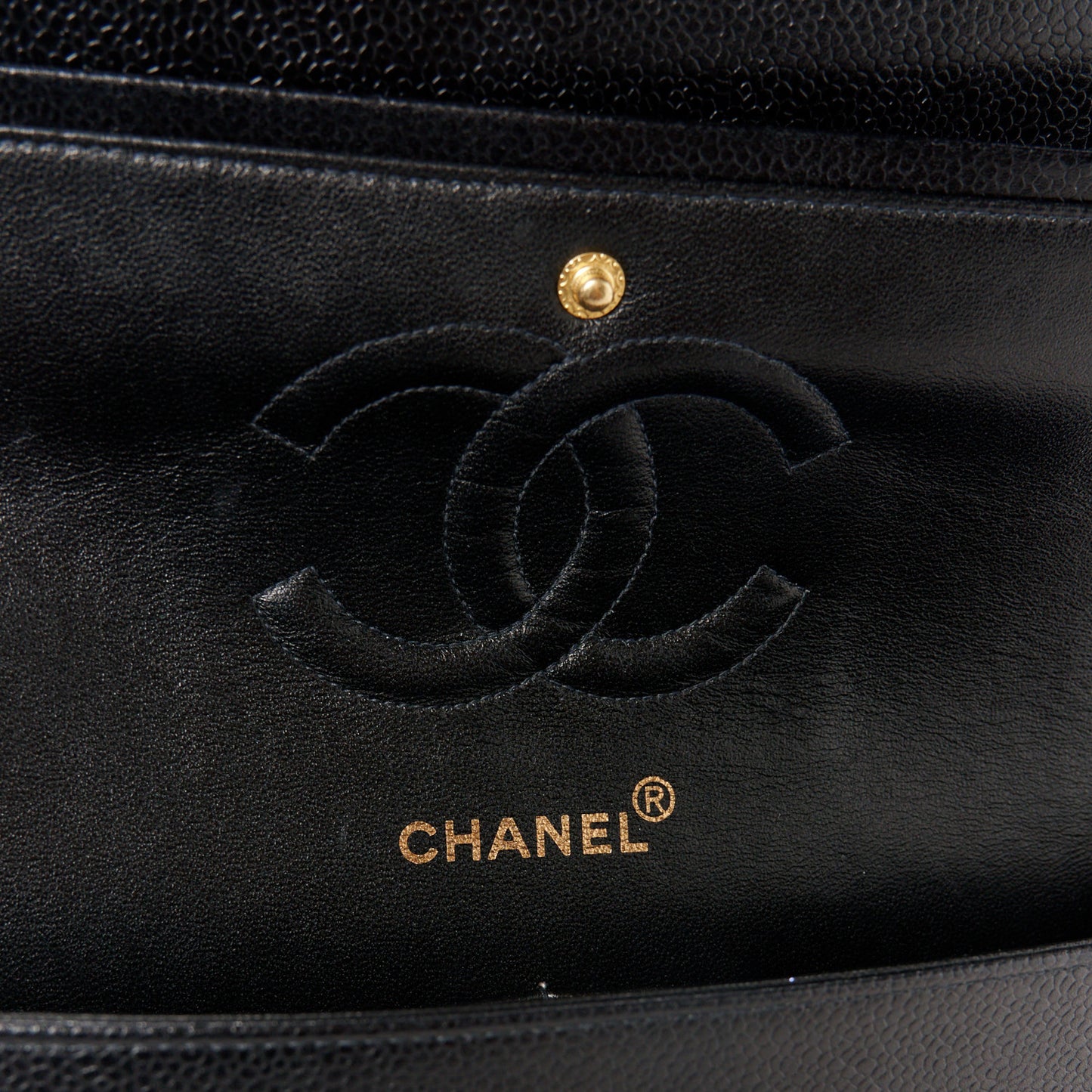 Caviar Quilted Medium Double Flap Black