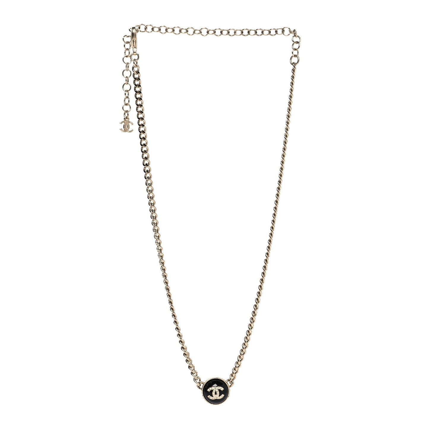 Crystal Resin CC Chain Link Short Necklace Black Gold