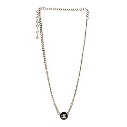 Chanel Crystal Resin CC Chain Link Short Necklace Black Gold 3 of 5
