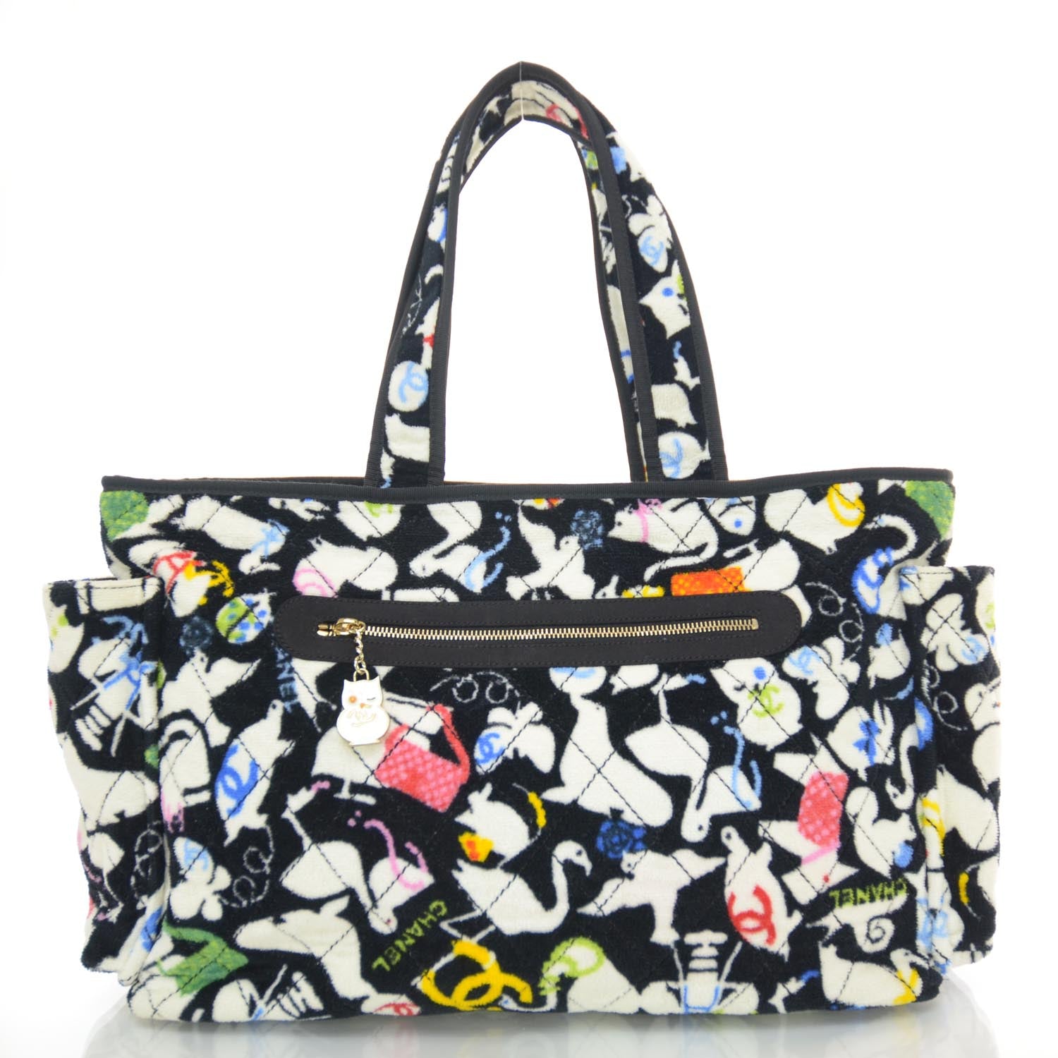 Chanel Terry Cotton Baby Animals Diaper Bag Black 1 of 9