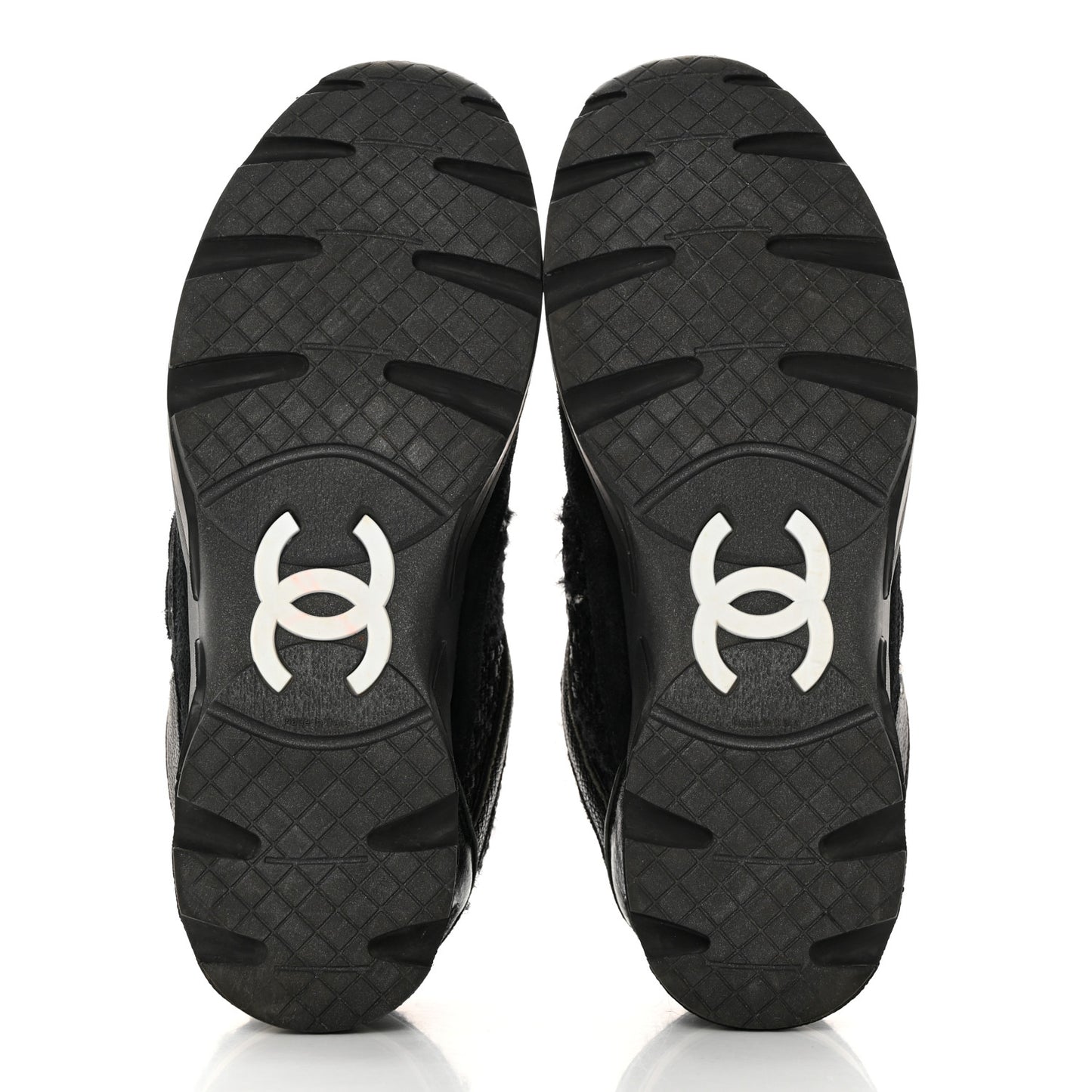 Tweed Suede Goatskin CC Sneakers 39 Black White