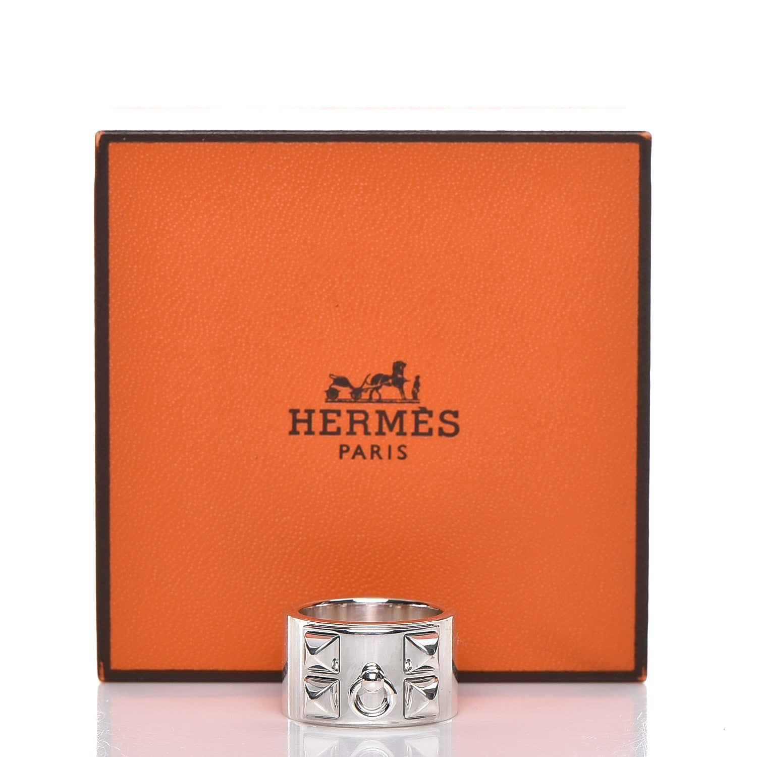 Hermes Sterling Silver Collier De Chien CDC Ring 52 6 3 of 4