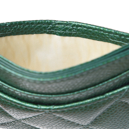Chanel Metallic Caviar Quilted Card Holder Green 9 of 10