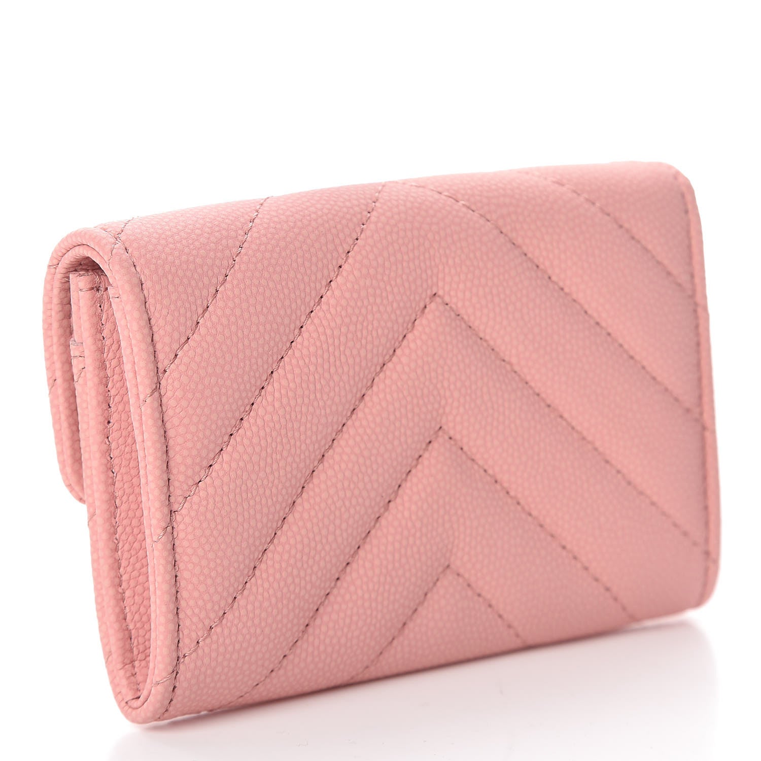 Chanel Caviar Chevron Quilted Flap Card Holder Pink 3 of 9