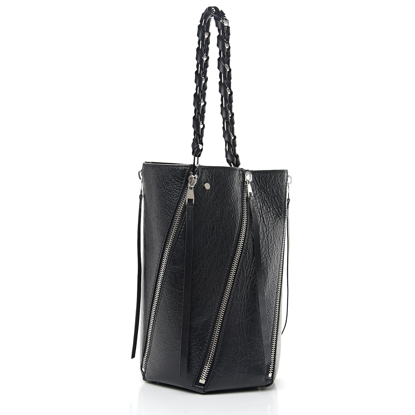 Calfskin Medium Hex Bucket Bag Black