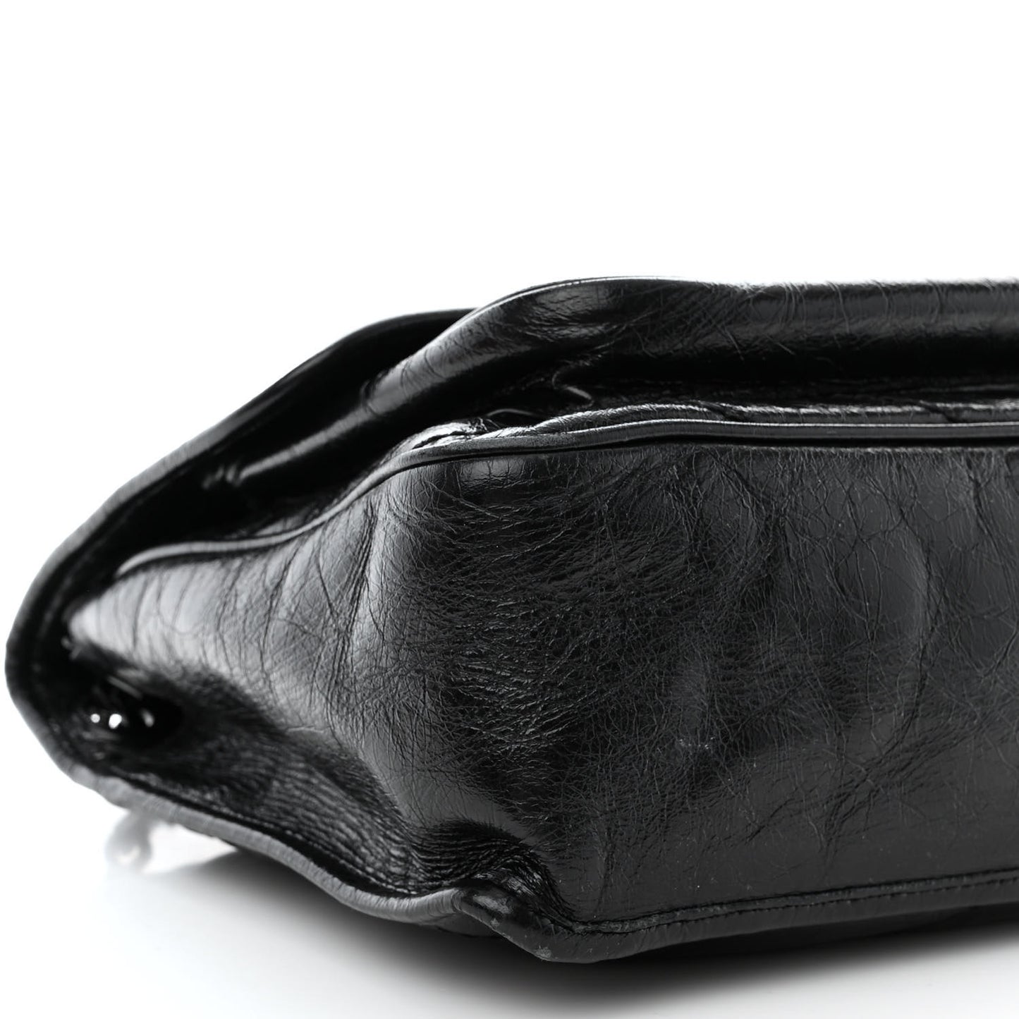 Crinkled Calfskin Matelasse Monogram Medium Niki Chain Satchel Black