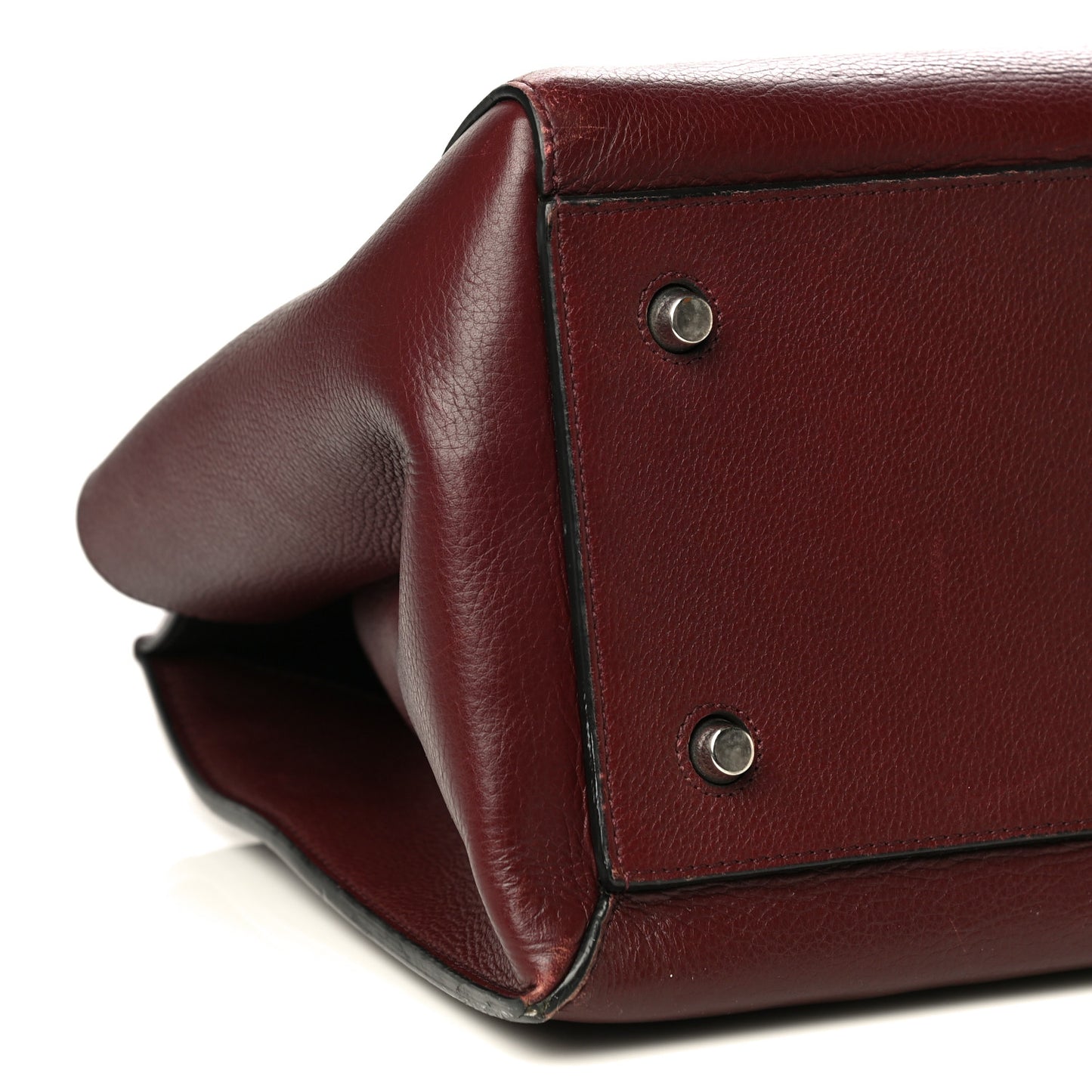 Drummed Calfskin Large Edge Shoulder Bag Burgundy