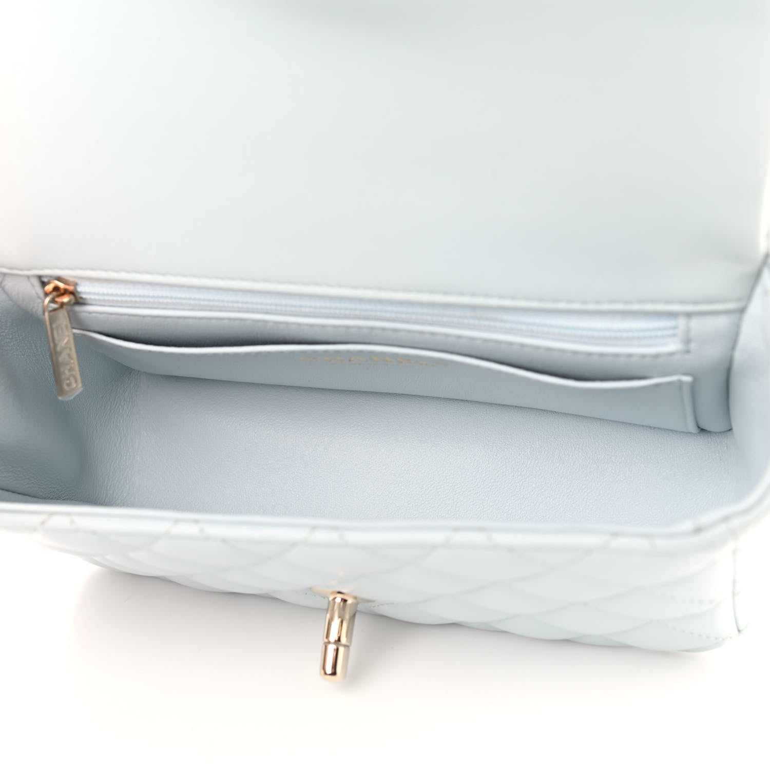 Chanel Lambskin Quilted Mini Top Handle Rectangular Flap Light Blue 5 of 11