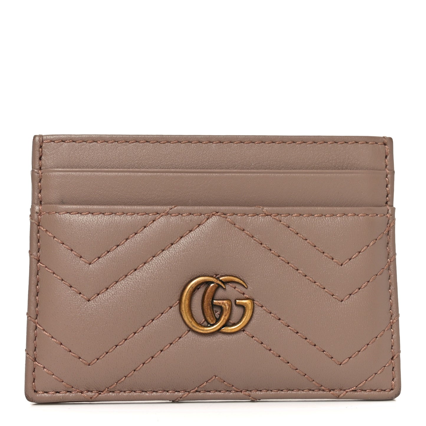 Calfskin Matelasse GG Marmont Card Holder Porcelain Rose
