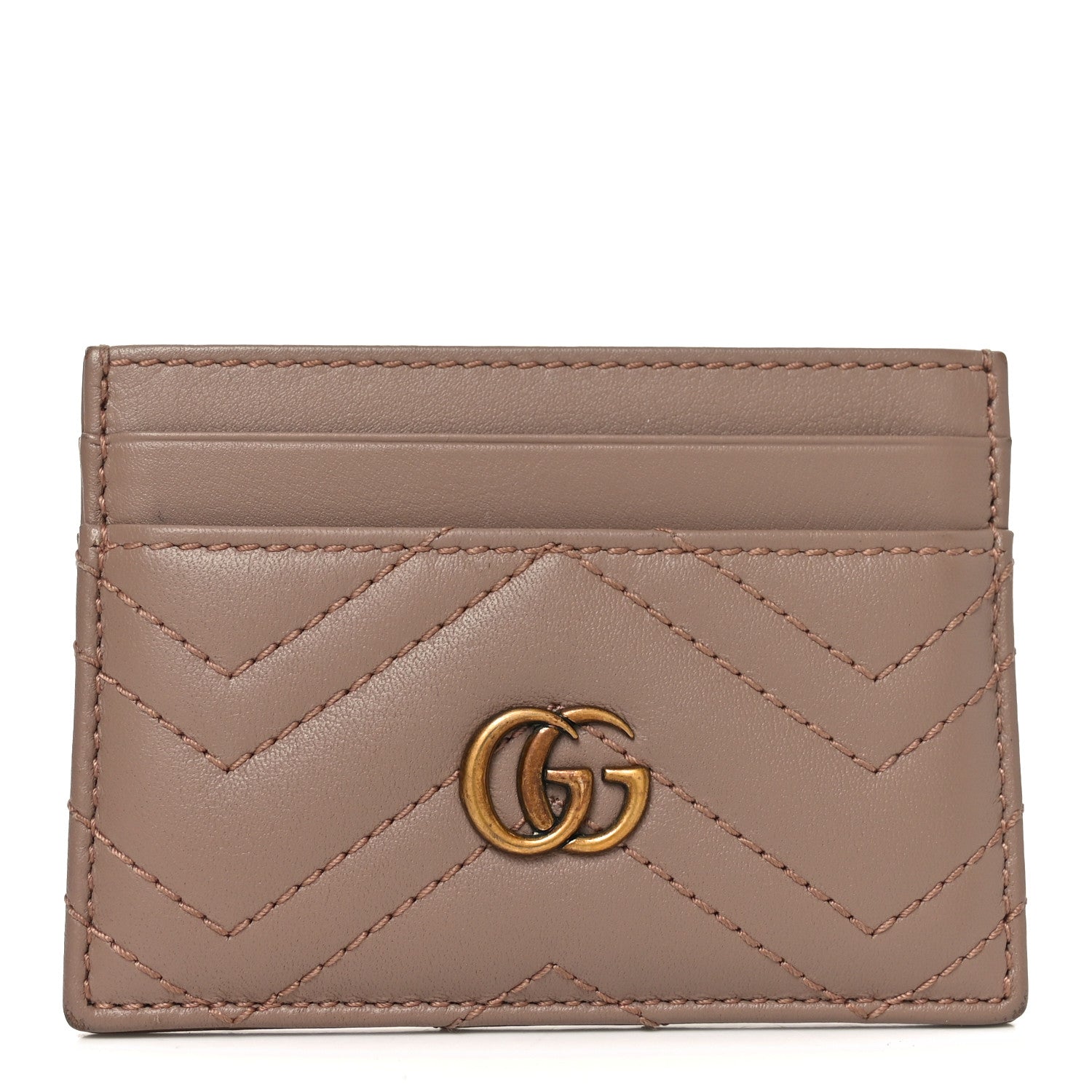 Gucci Calfskin Matelasse GG Marmont Card Holder Porcelain Rose 1 of 7