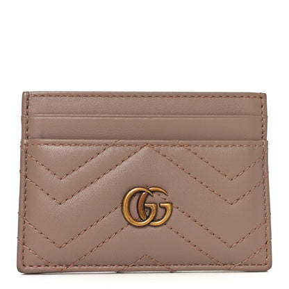 Gucci Calfskin Matelasse GG Marmont Card Holder Porcelain Rose 1 of 7
